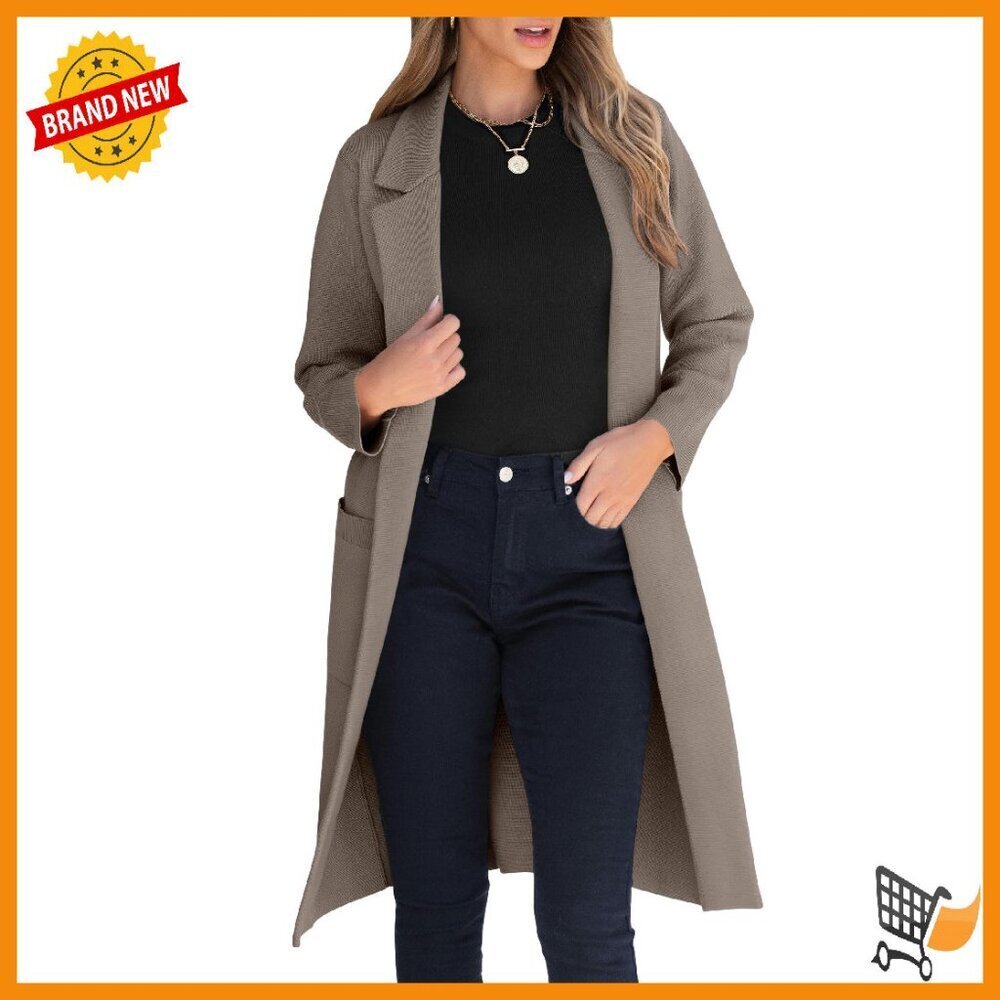 Oversized Knit Cardigan Blazer Lapel Long Sleeve Cozy Fall Winter Sweater